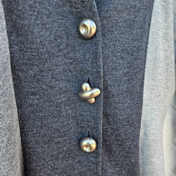 Tarazzia Dark/Light Gray Tunic with Unique Buttons - Approx Size 9/10 - Picture 3 of 5